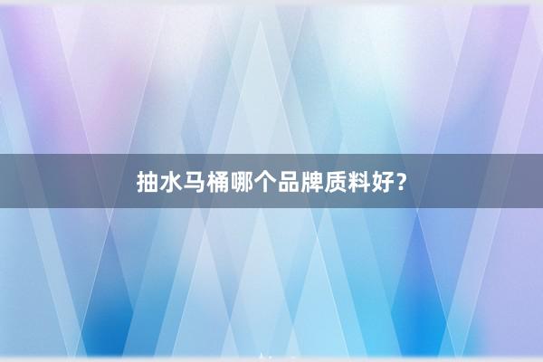 抽水马桶哪个品牌质料好？